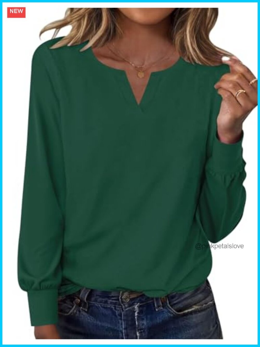 V Neck Long Sleeve Tunic Tee
